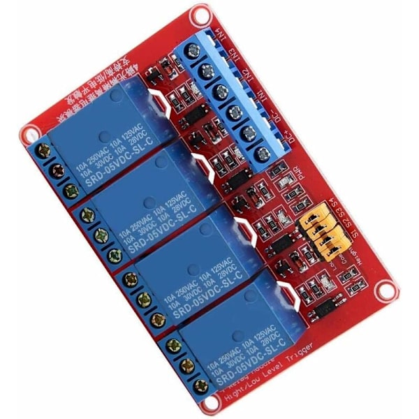 4-kanals 5V/12V/24V relémodul med høy og lav trigger optocoupler relémodul for Arduino(5V)