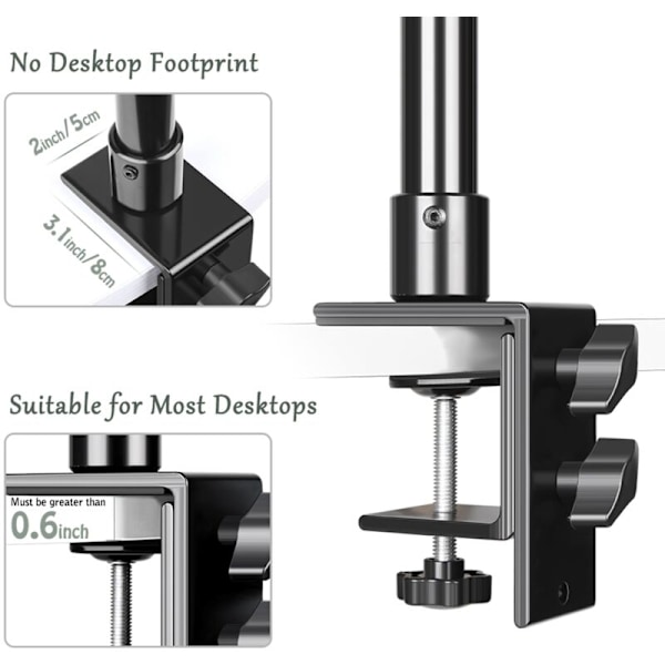 C-klämma för stativ skrivbordslampa hållare med 1/4\" kulhuvud bordsfäste justerbart bordsstativ för kamera