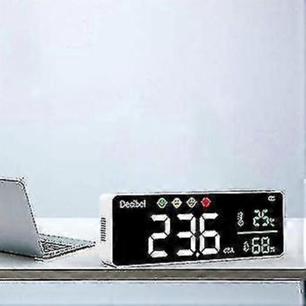 Digital Desibelmåler DM1306D, Smart Støydetektor med Temperatur- og Fuktighetsovervåking