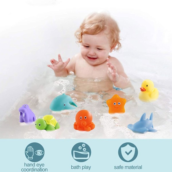 7 Badeleker for barn, Badeleke baby, Vannleker barn, Badeleke, Badekar basseng Leke for småbarn gutter, jenter