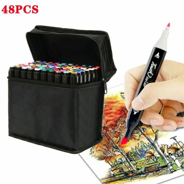 Färg penselpennor Set Dubbla tips Marker Akvarell Pen Marker