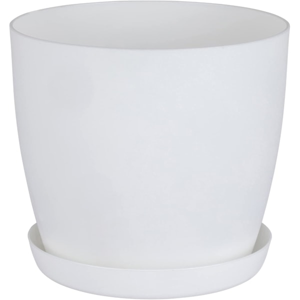 Hvite Hageornamenter Hvite Potter med Skåler - Utendørs Blomsterpotter med Matt Overflate og Brett - Potter med Skåler Hvit【HY】 White 14cm*12.5cm*10cm