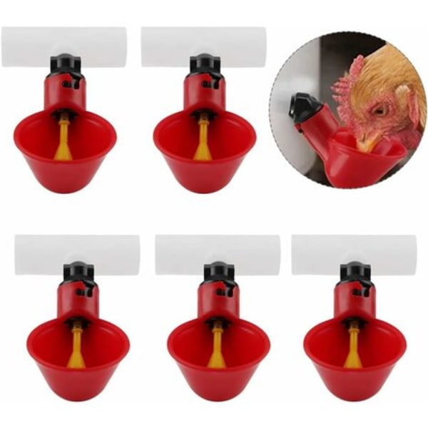 5 st Automatiska Fjäderfädryckare, Portabel Vattenbehållare, Plastmugg, Vattenbehållare, Vattendispenser för Fågel, Vaktel, Duva, Kyckling, Höna (25mm)
