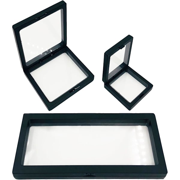 6 stk. 3D Flydende Monter, Smykkeorganisator til Displayboks, til Smykkedisplay (Sort)