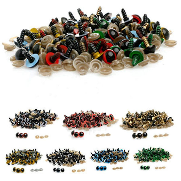 Haloppe 100 st 8-20mm Säkerhetsögon i Plast för Nallebjörn Docka Djur Dockteater Hantverk DIY Db Gul Yellow 10mm