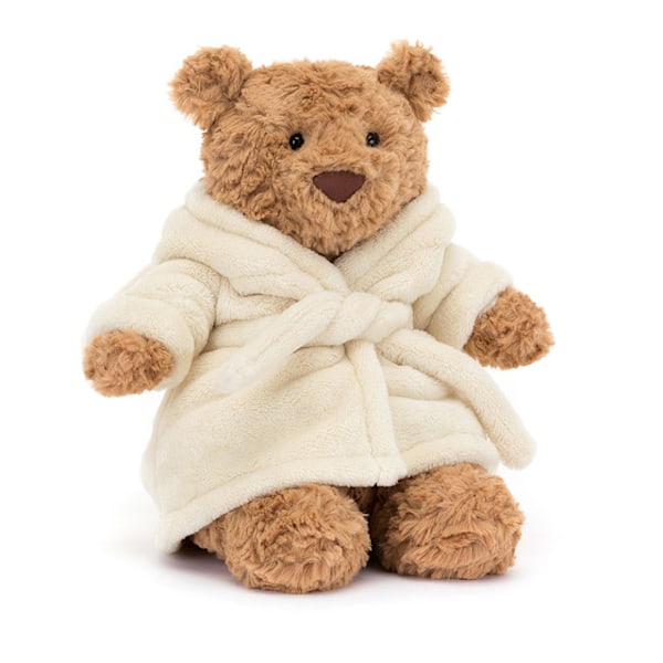 Jellycat Bartholomew Teddybjørn Plysj, 26 cm Myk Kos Klassisk Gave til Barn Badekåpebjørn Bathrobe Bear 26cm