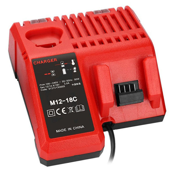 M12-18C Li-ion Batteriladdare för Milwaukee 12V 14.4V 18V C1418C 48-11-1815/1828/1840 M18 M14 M12 Litiumbatteri