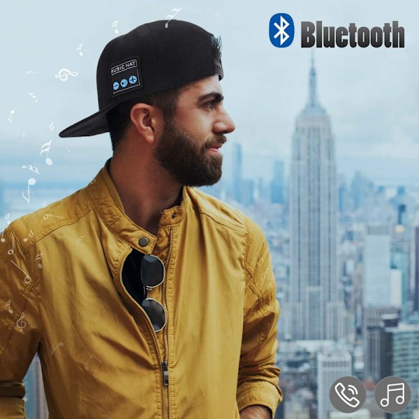 Lue med Bluetooth-høyttaler Justerbar Musikk-lue Bluetooth-caps Grey White