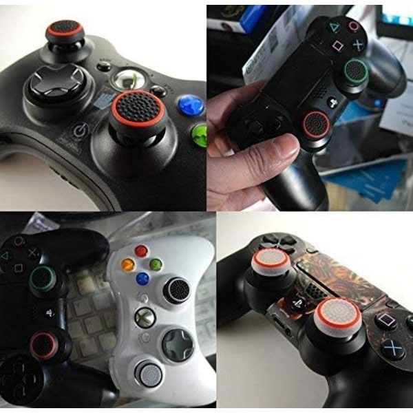 Silikon Tumstick Grip Cap Joystick Tumstick Caps Cover för PS4 Xbox One PS3 Xbox 360 PS2 Spelkontroller - Vit med grönt