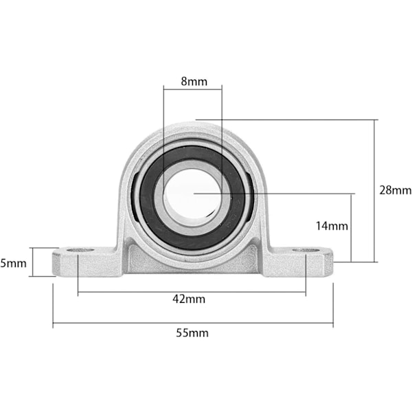 Pcs kugleleje, flangeleje, KP08 8mm hul zink