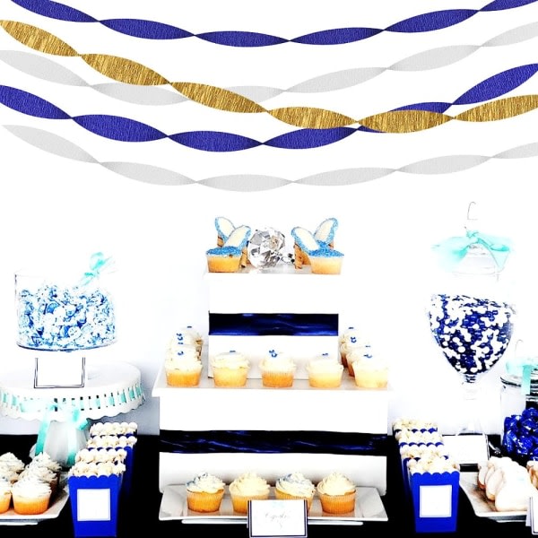 8 rullar Crepe Paper Streamers Paper Garland Blue