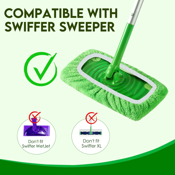 Återanvändbara mikrofibermoppdynor för Swiffer Sweeper Mop - torra sop- och våtmoppdynor för hushållsrengöring - 4-pack