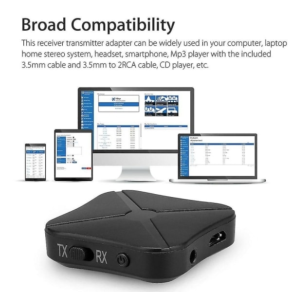 2-i-1 Bluetooth-sender og -modtager trådløs adapter TV-stereolyd - Xin