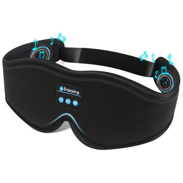 Trådløs 3D Bluetooth Søvnmaske med Stereolyd, Lysblokkerende Øyemaske for Søvn & Reise, Hjemmeutgave Black - E label