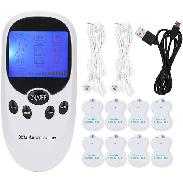 TENS unit with dual channels for muscle stimulation and pain relief