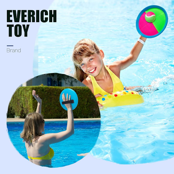 Strandleksaker Utomhusspel för Barn 3-10 år - Yard Paddle Toss - Uppgraderad Version Utomhusspel för Barn/Familj Pojkar och Flickor Presenter (4 Racketer, 4 Bollar)
