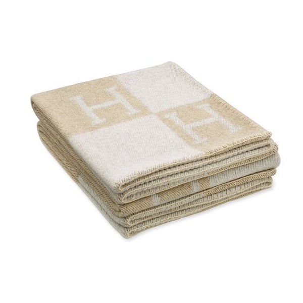 Vævet Stribet H-Sjal Flytæppe Flytæppe Tykkelse Uldtæppe Beige H Beige H 130*180cm