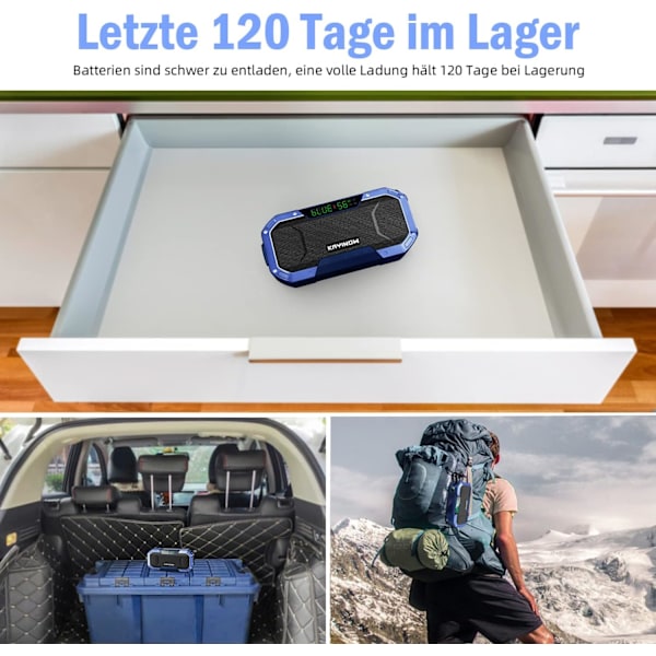 Solradio - Bluetooth-högtalare, IPX5 Vattentät Bärbar AM-FM Överlevnadsradio, 5000mAh Uppladdningsbart Batteri Multifunktionell Nödradiotelefon, Blå