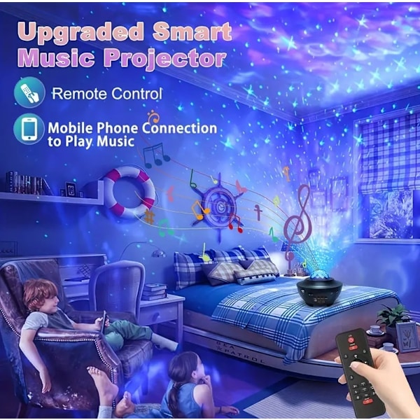Galaxy Natlys / Rumlampe Stjerneprojektor med Bluetooth Højtaler Sort Black GALAXY - BASIC BLUETOOTH