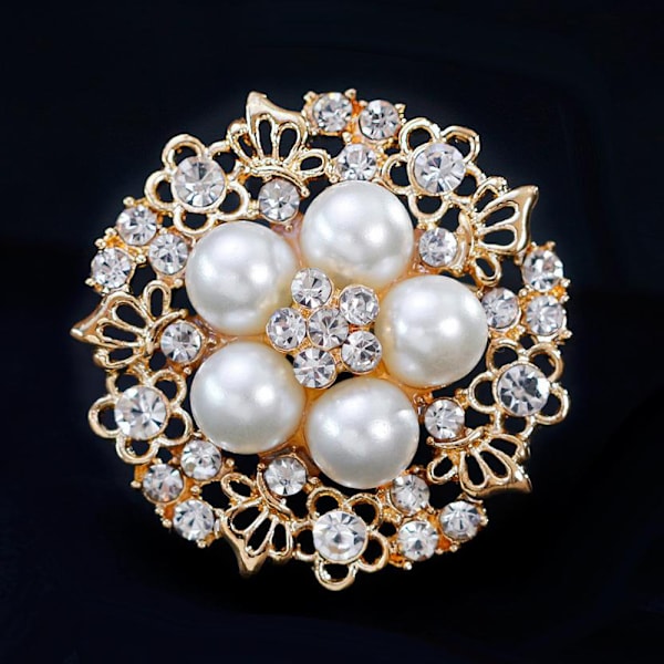 9 stk. rosaguld rhinestone brocher, stor perle krystal bryllup