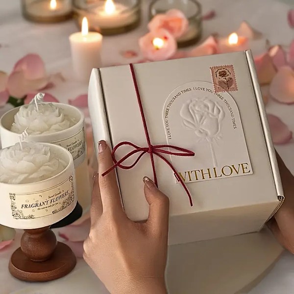 Aromaterapiljus Presentförpackning Bröllop Födelsedag Examen Butter Lamp Hand i Hand Present till Kvinnliga Vänner