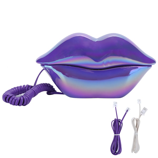 Förkromad Fashionable Funny Lip Telefon WX‑3016 Nummer Lagring US/UK Kablage Förkromad Lila