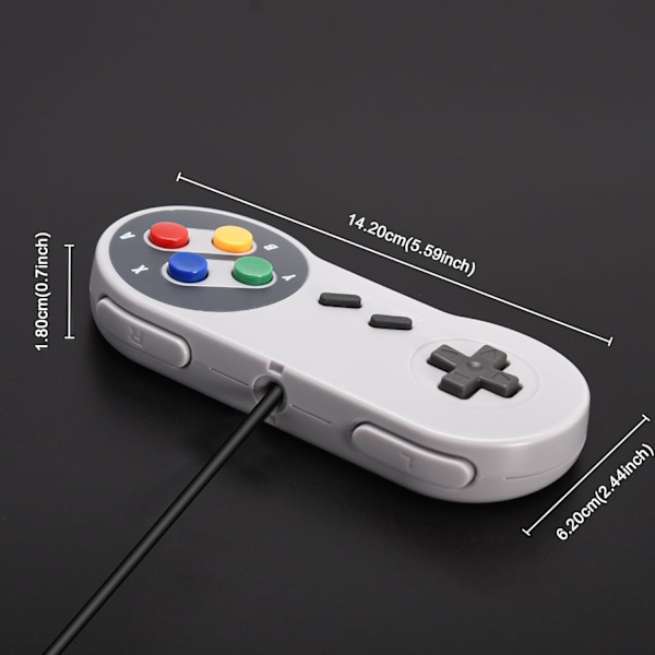 2-pak kablede SNES-spilcontrollere, SNES-controller fuldt kompatibel med original SNES/SFC - [Plug and Play] (flerfarvede knapper) Colorful