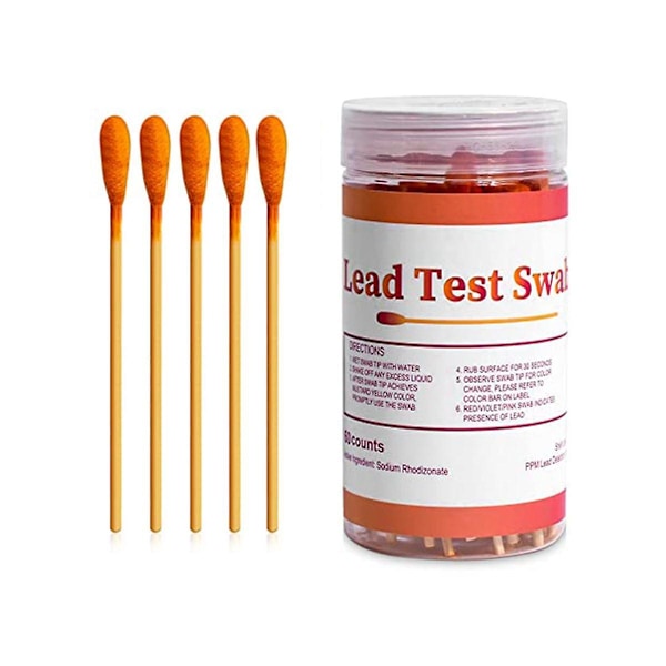 Blytest Sticks Kit: 60 stk. Blytest Kit Vatpinde, Blytest Kit til Hjemmebrug, Blykontrol Test Sticks, Bly T