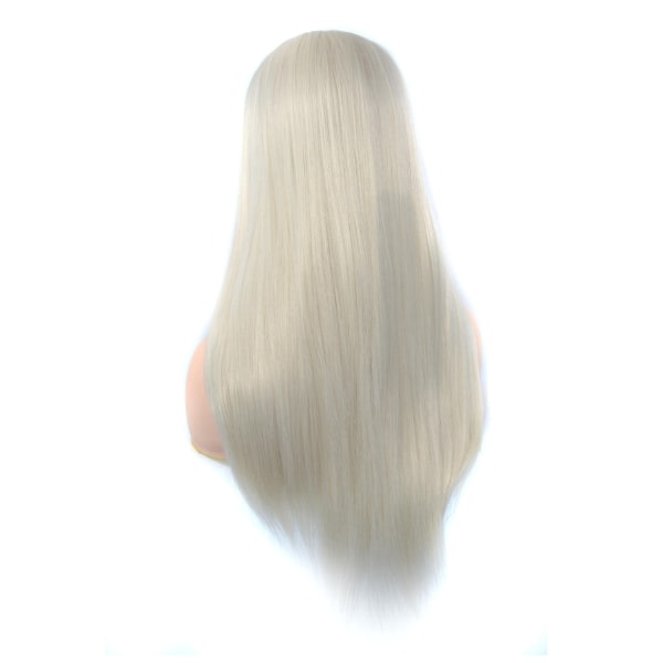 Europeiska och amerikanska kvinnor med långt rakt vitt hår set upp hög temperatur silke komfort mekanism 65CM