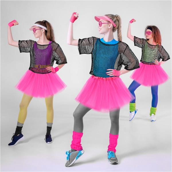 80-tals Neon Party Outfit Kostym Tillbehör Set, 1980-tals Retro Tema Party Dekoration Outfit för Kvinnor Flickor AA【HY】 A 1PCS
