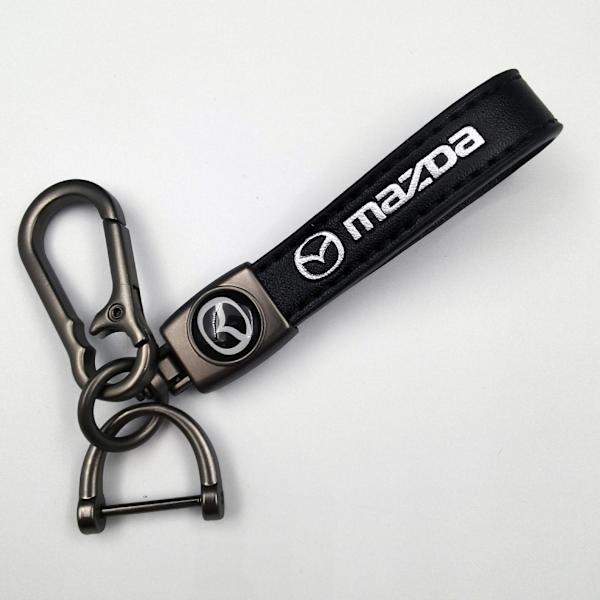 Læder Bilnøgleholder med Metalfinish | Holdbar Nøgleholder | Nøgleholder og Hæk i Pistolfarve Gun Color Hardware Mazda