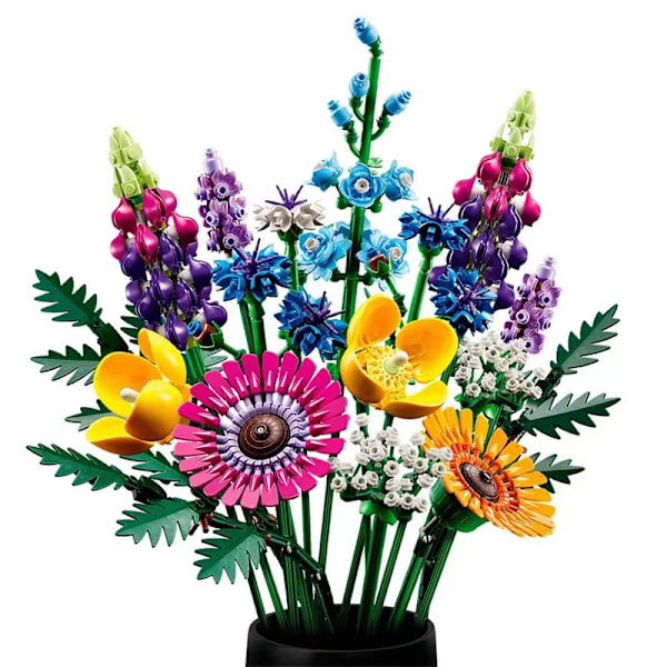 10313 Icons Villblomstbukett, med lavendel og gerbera, byggesett for voksne, gave, botanisk samling, 2024-sett