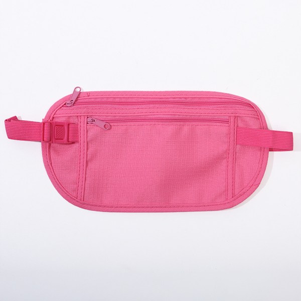 Unisex lommebok ultratynn reise sports midjeveske, usynlig midjeveske, plass passholder, mobiltelefon, kontanter (rose rød) Rose red