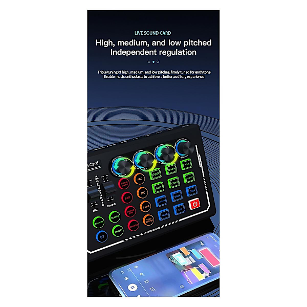V88 Ljudmixer USB Externt Ljudkort Headset Mikrofon Live-sändning Ljudkort för Mobiltelefon Dator Black