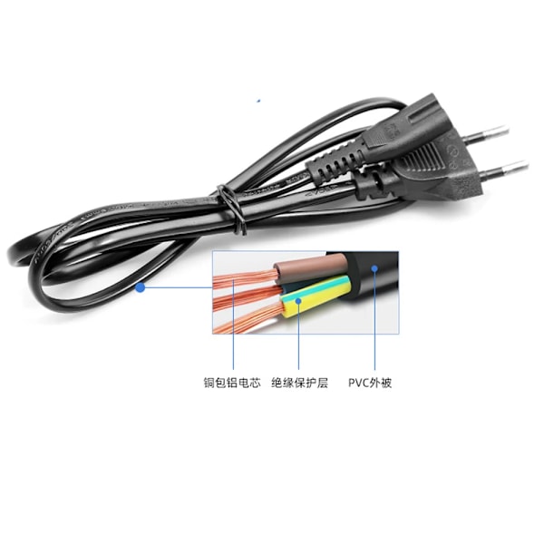 2 Pin EU-kabel Strømkonsolledning C7-kabel Figur 8 Strøm til Samsung Power XBOX PS4 Bærbar