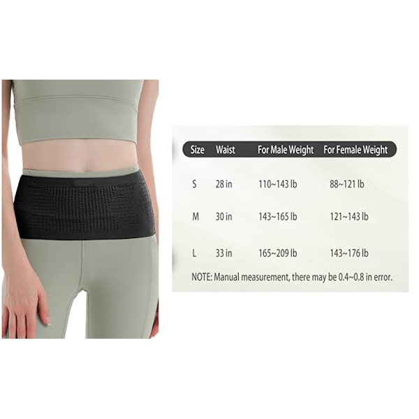 Åndbar Talje Kæde Talje Bælte Skjult Møl Talje Taske Kvinder Hendes Fanny Pack Port Løbende Mobiltelefon Holder Nøgler Penge Holder sort sort sort black S
