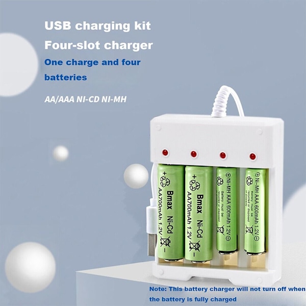 AA / AAA batterilader Ladeverktøy USB batterilader