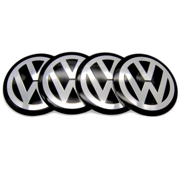 4-pak - Volkswagen VW Navkapsler - Sølvfarvet bil 65 mm - Self-adhesive
