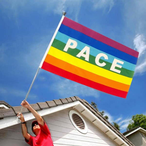 Rainbow Peace -ulkoilma lippu, säänkestävä polyesteri, Rainbow Peace -kirjainlippu, ulkokäyttöön tarkoitettu bannerilippu purjerenkaalla