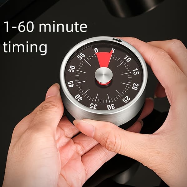 Magnetisk køkkentimer i rustfrit stål, mekanisk nedtællingstimer til madlavning Black 1PC