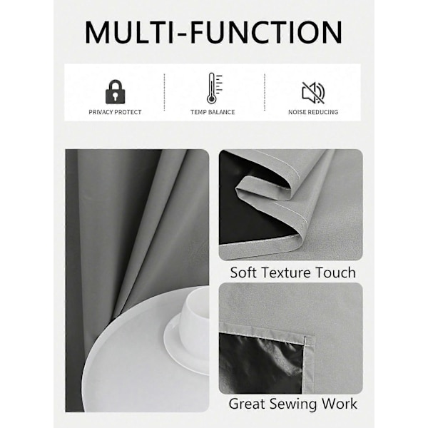 pc Mörkläggningsgardiner med Belagd Isolerande Foder, Gardiner för Vardagsrum, Sovrum, Kök, Heminredning, Rumsdekoration svart{qw} black 132X274CM 1PCS&Grommet Top
