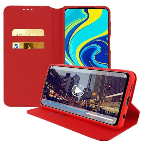 Etui Xiaomi Redmi Note 9S/Note 9 Pro/Note 9 Pro Max Stand Folio Etui - Rød Rød