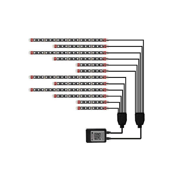 Motorcykel LED Underglow Kit, RGB Striber Vandtæt, 12 stk