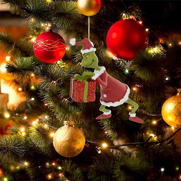 6 kpl Joulun Grinch-koristeita - Joulukuusen riippuvat koristeet - miten Grinch varasti joulun! Juhlava jouluinen riipus 2D-akryylista DB