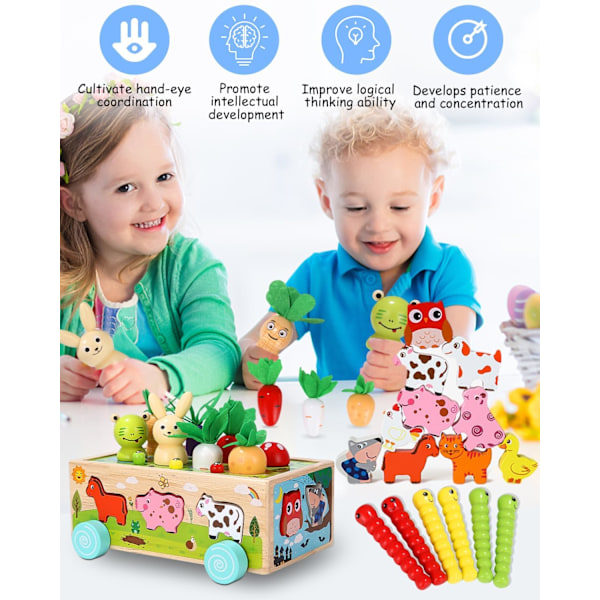 Trælegetøj til Børn, Spil 2, 3, 4 År, Magnetiske Sanselige Læringslege til Drenge og Piger, Montessori Læringsgave