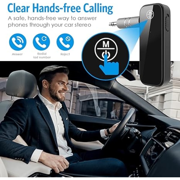 Bluetooth-sovitin autoon, 2-in-1 Bluetooth 5.0 -vastaanotin autoon näytöllä, sopii autoihin, kaiuttimiin, stereolaitteisiin ja kuulokkeisiin
