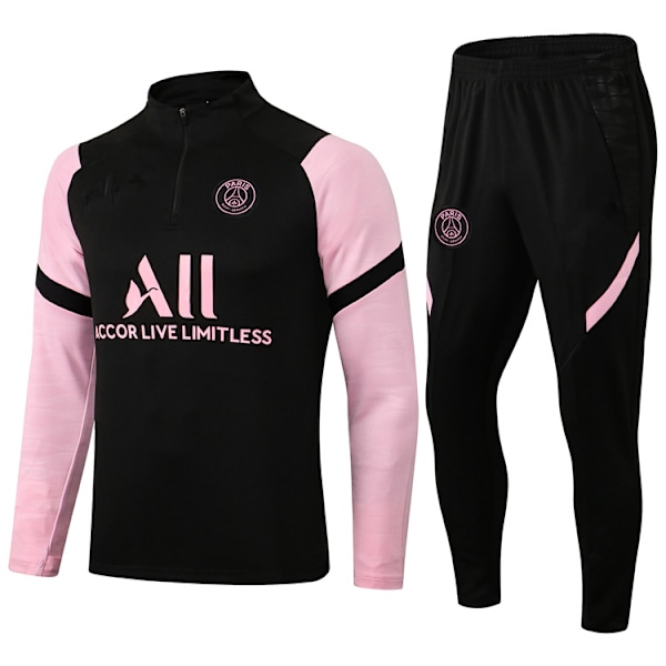 Paris, Atletico Madrid, Inter Milan, Liverpool, Marseille Brazil Long sleeve shirt, training suit for adults and children, set Black and pink