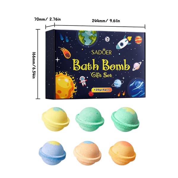 Badbombset Planetdesign Aromaterapi Avkoppling Spa Badboll Hudvård Rengöring Presentförpackning 6 st