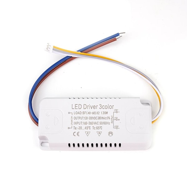 Kolmivärinen LED-ohjain 260-280mA Muuntaja 8-24Wx2 20-40Wx2 30-50Wx2 40-60Wx2 50-70Wx2 Katto valoille {XW} 20 to 40 watts