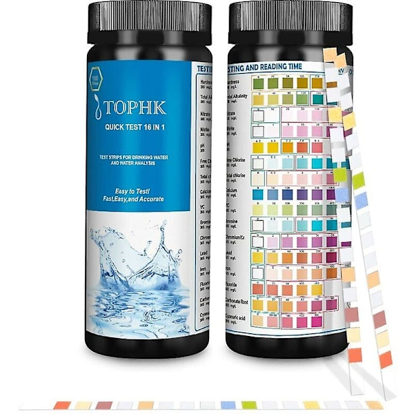 Drikkevand Test Kit 16 i 1 Drikkevand Test Strips Vand Test Kit til Hjemme Vandkvalitetstest Simpel Hurtig Test - 100 stk. Cisea【HY】